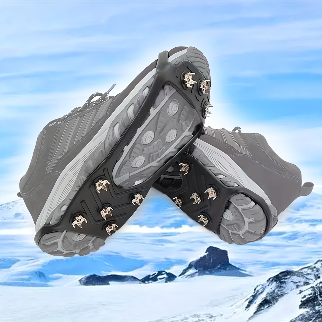 Cimkiz Crampons Ice Cleats Traction Snow Grips for Boots Shoes Women Men Kids Anti Slip 19 Stainless Steel Spikes Safe Protect for Hiking Fishing