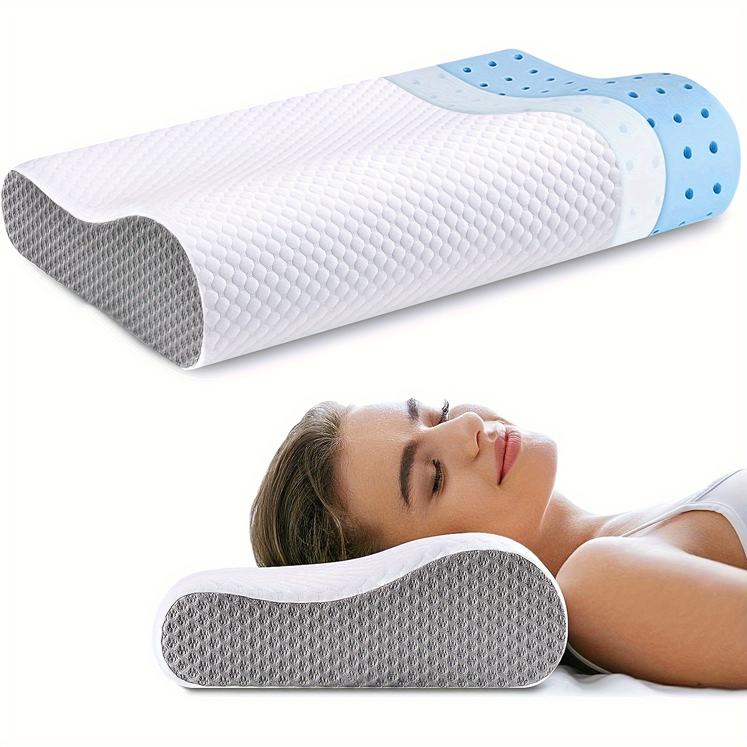 Almohadas cervicales para el cuello para aliviar el dolor de dormir,  almohada de espuma viscoelástica para aliviar el dolor rígido, almohada de  apoyo