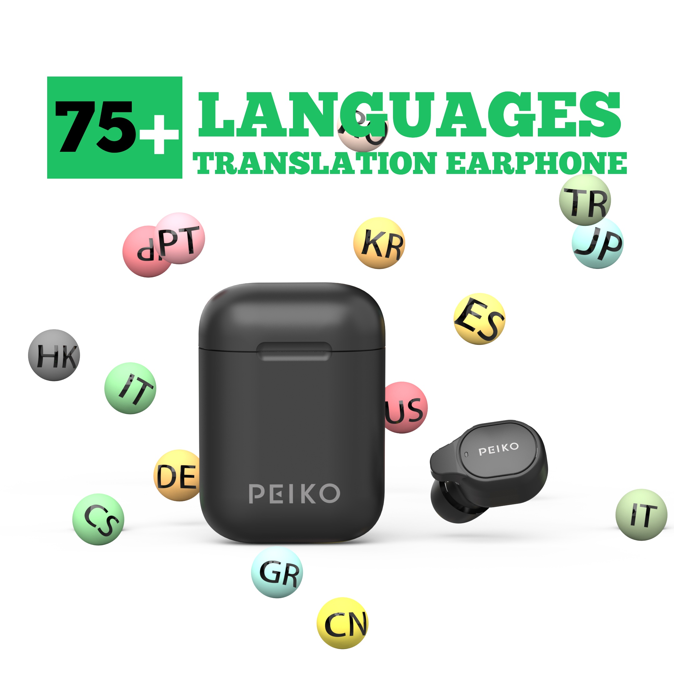 Auriculares traductores de idiomas, BT 5.3 - Audífonos traductores de  idiomas, traducción en línea de 144 idiomas para música y llamadas (negro)