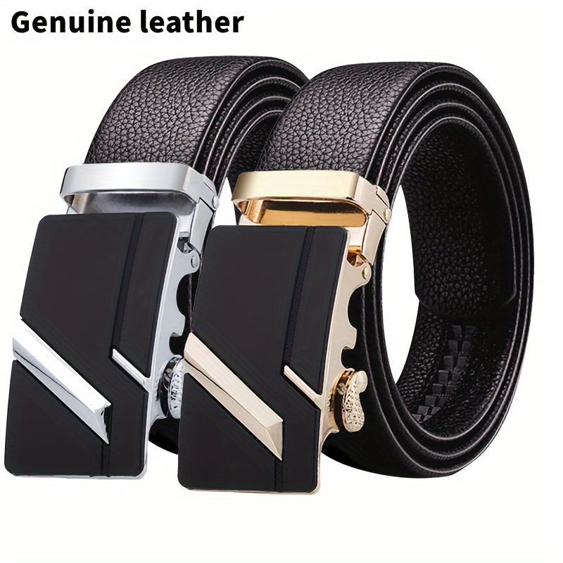 Leather Automatic Belt Buckle Mens Business Luxury Design Fashion Casual  Jeans Accessories Girdle Blue Red Green Waistband Male Ideal Choice Gifts, 24/7 Customer Service