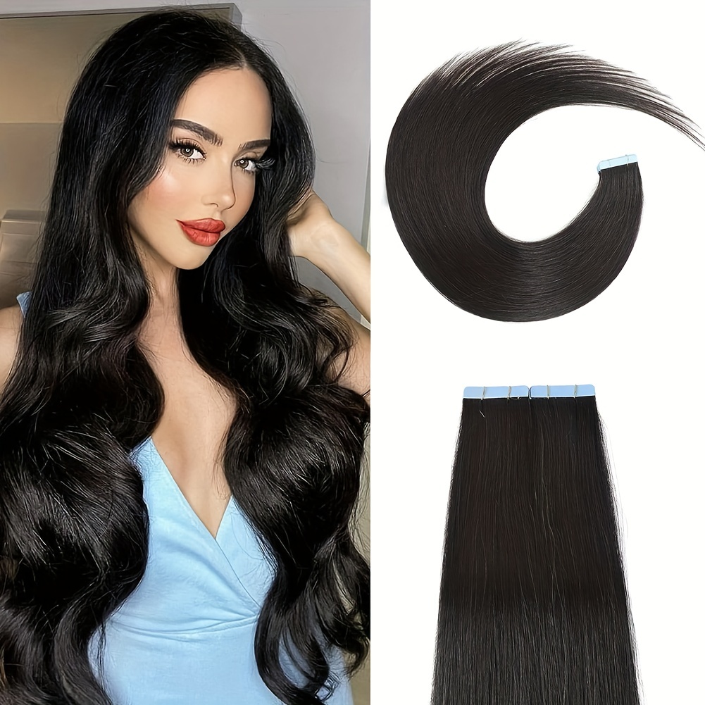 Invisible Seamless Tape In 100% Human Hair Extensions - Temu