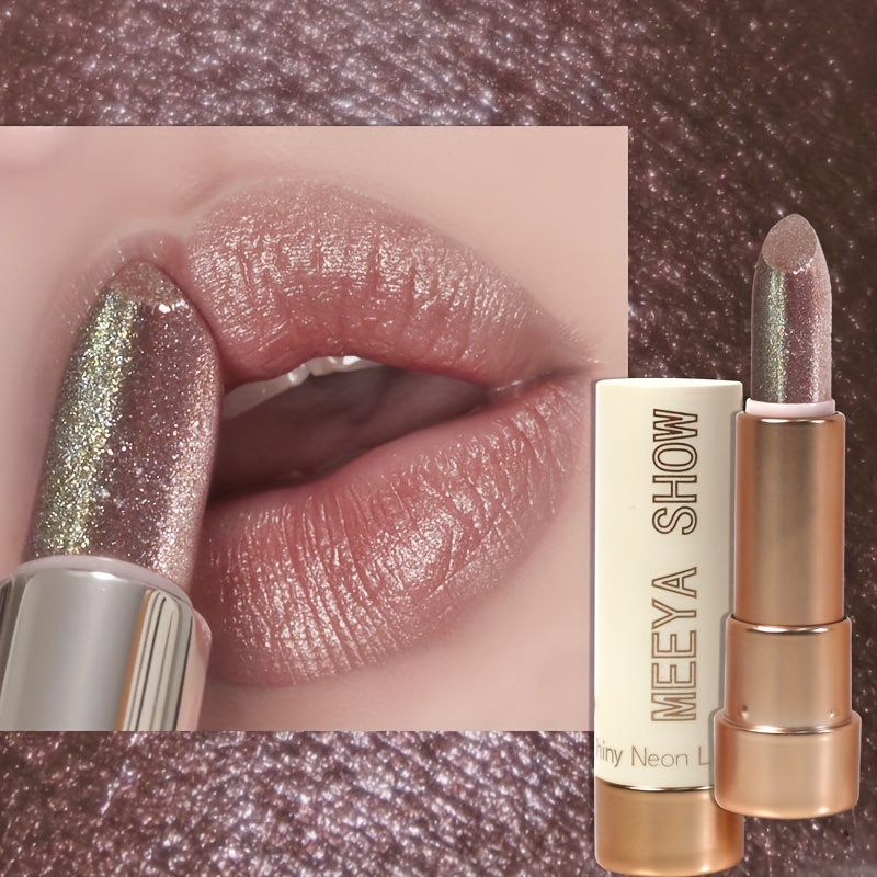 

Nude Brown Pearlescent Lipstick Chewy Gold Metallic Texture With Gold Bling Glitter Lipstick Suitable For All Skin Tone Daily Light Makeup Plain Face Available