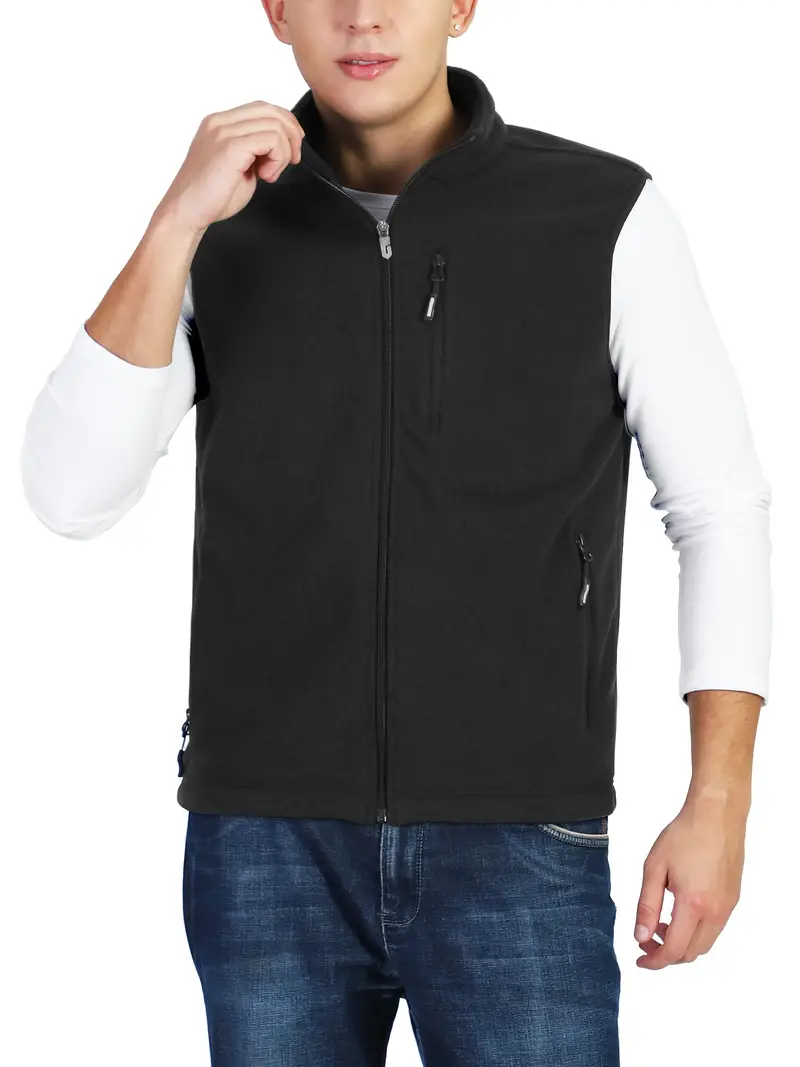 33,000ft Men's Casual Warm Vest, Chic Multi Pocket Stand Collar Vest for Outdoor Fishing Camping Hiking,Temu