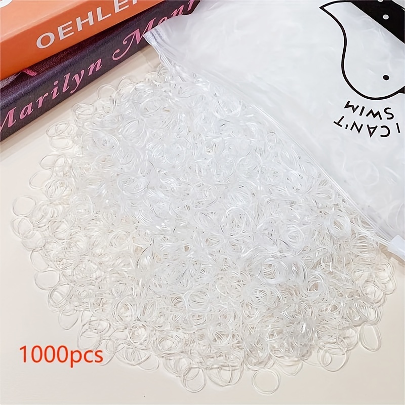 Image of 1000pcs Mini Seamless Colored Disposable Hair Ties With Storage Bag, Girls' Elastic Hair Additions Set Sports Hairband
