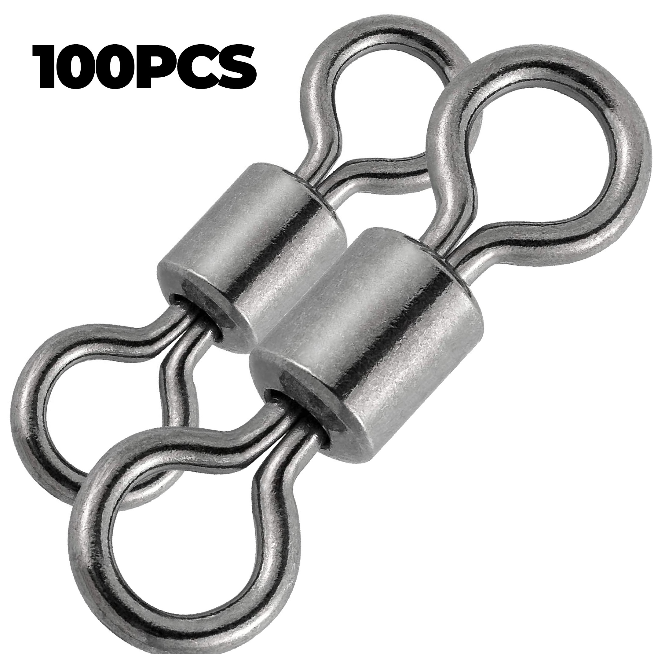 100pcs Premium Fishing Swivels Set - Ball Bearing Rolling Barrel Swivels  with Snap Connector for Saltwater and Freshwater Fishing - Strong Hook Line  C