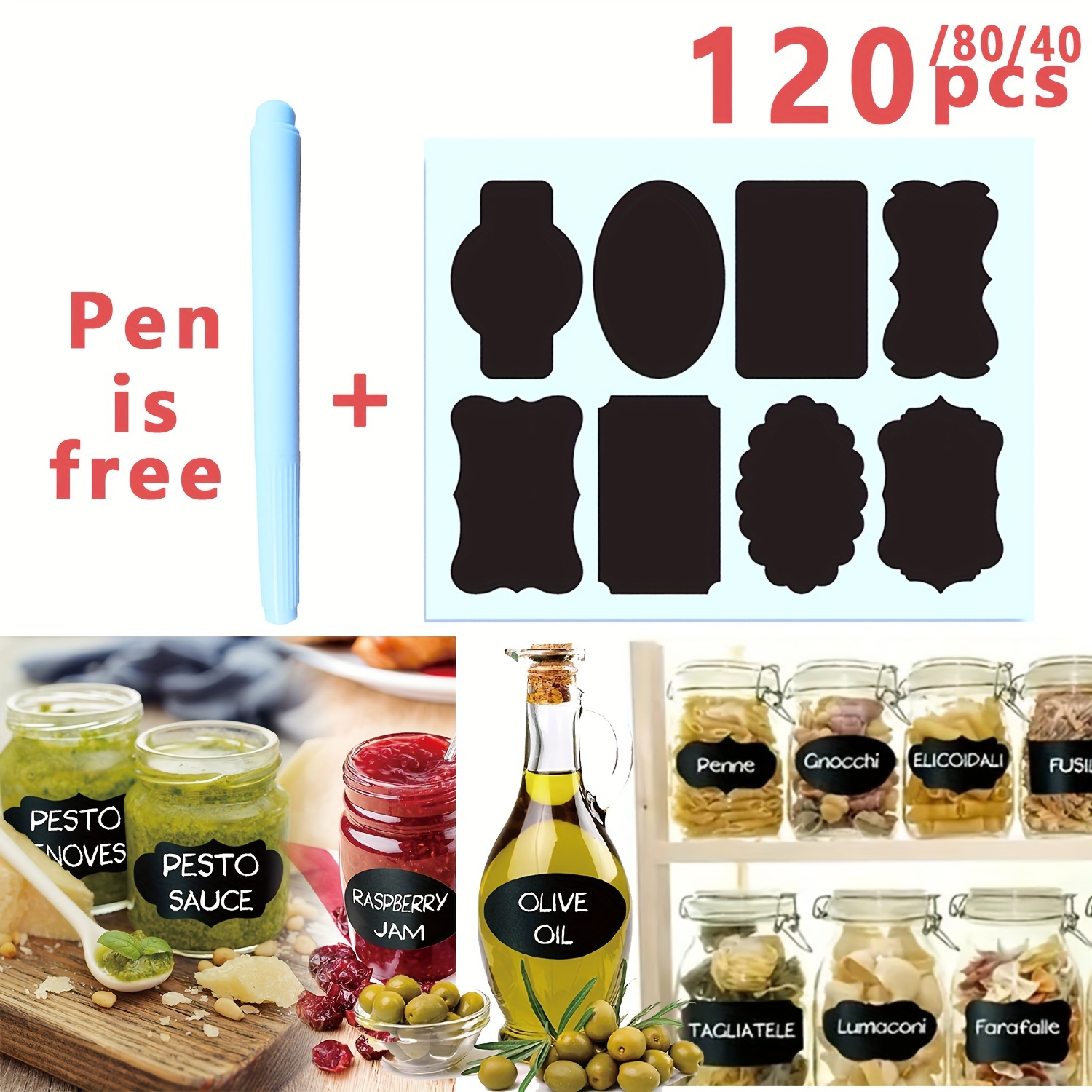 BESIMOY Chalkboard Labels - 180pcs Waterproof Reusable Blackboard