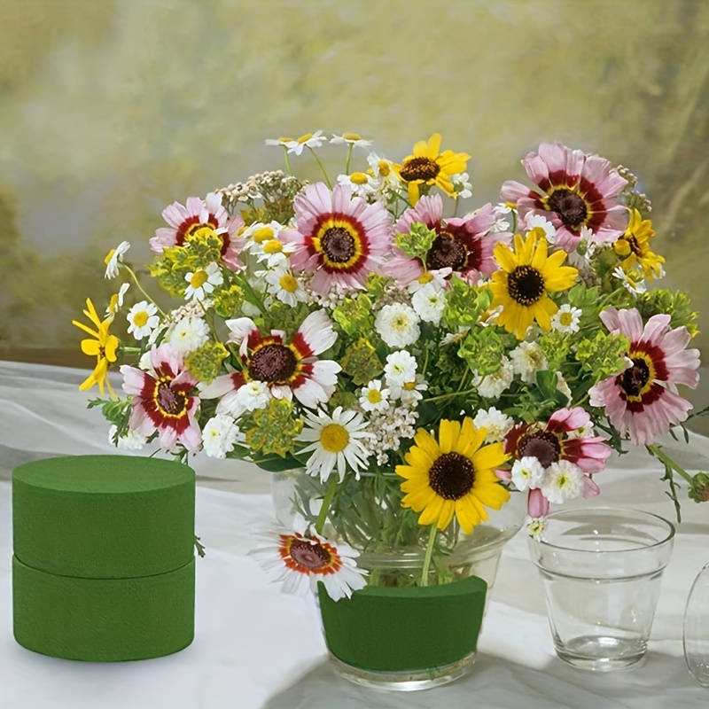 15 piezas de espuma floral, bloque verde para flores artificiales,  ladrillos de espuma redondos húmedos y secos, espuma de floristería para  arreglos
