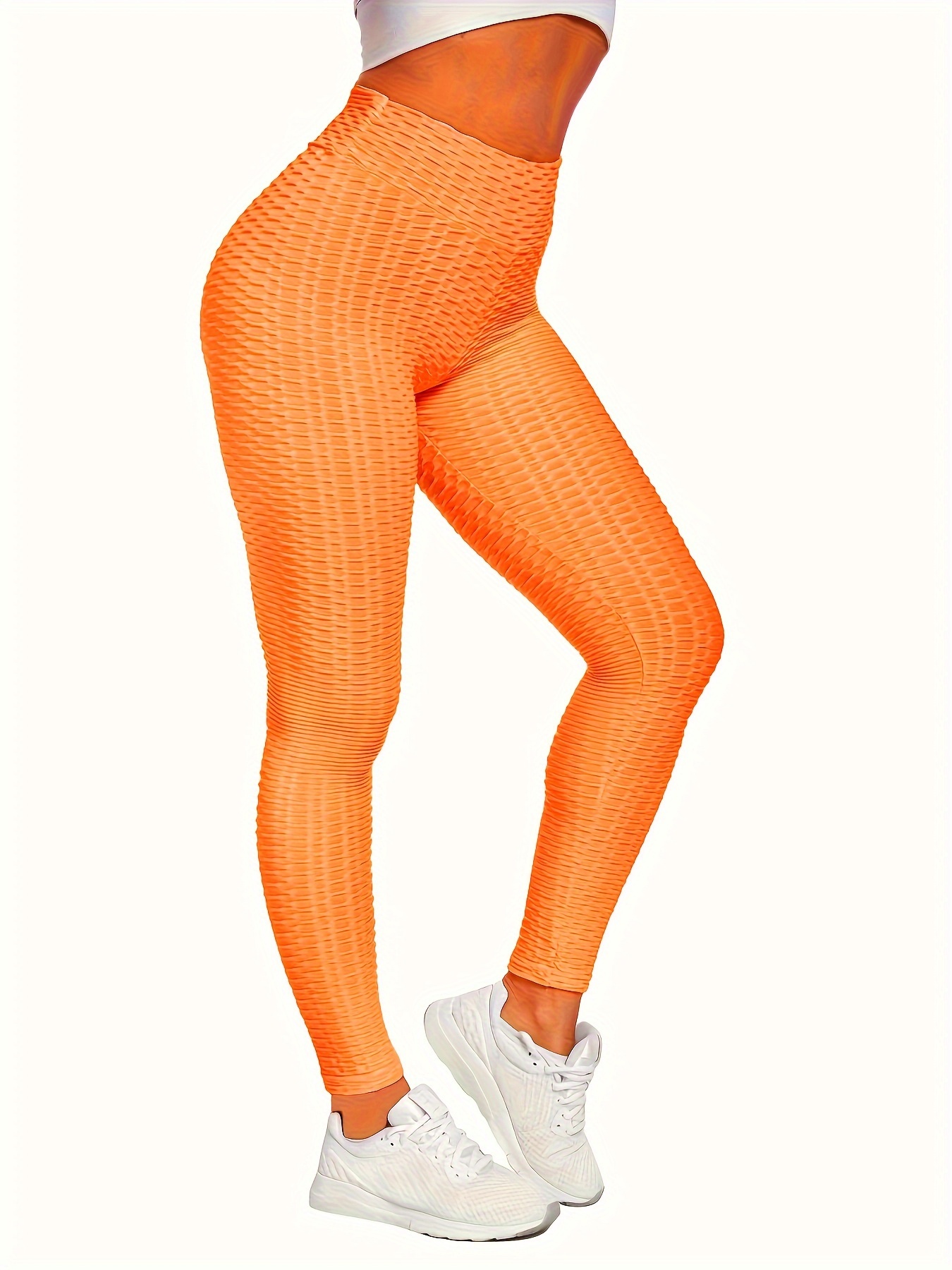 High Waist Sports Fitness Casual Honeycomb Yoga Pants Solid - Temu