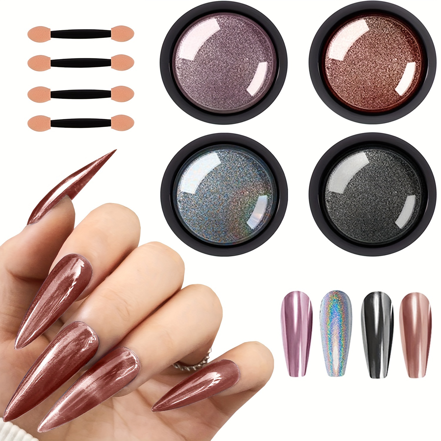 Metallic Chrome Nail Powder Set Y2k Magic Mirror Decor - Temu