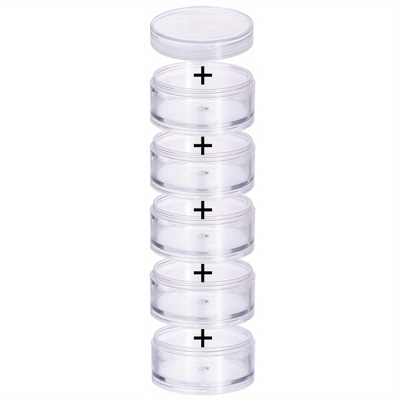 5 Layer Cylinder Stackable Containers Clear Plastic Round Storage for Case  for Eye Powder Gems Beads
