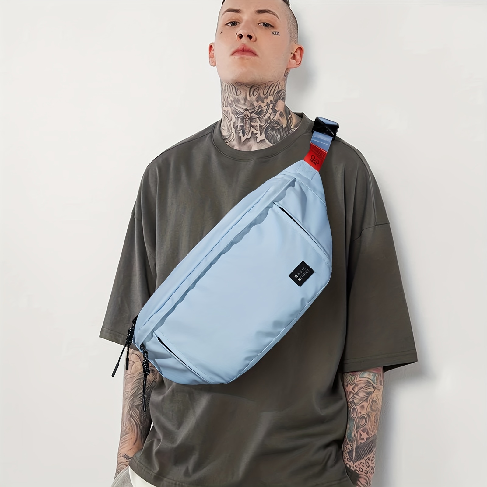 Cool Denim Blue Mens Small Fanny Pack Waist Bag Blue Chest Bag Hip Bag