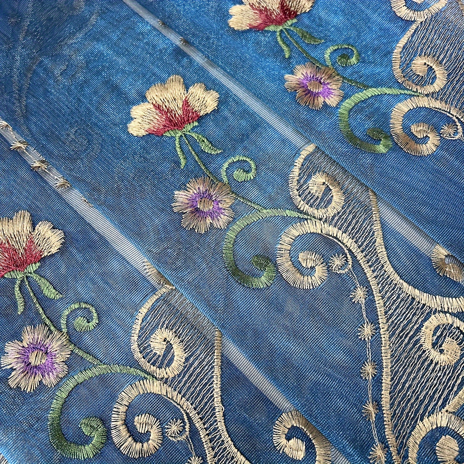Temple Lion Indigo Blue home decor Drapery Fabric