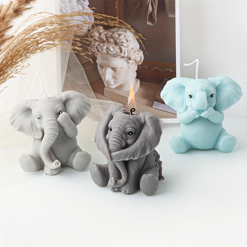 

1pc Diy Making Sitting Don't Listen Elephant Candle Mold Silicon No Say/look Animal Aroma Soap Mould Home Statue Plaster Resin Decor