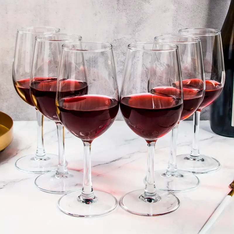6pcs, 12oz Wine Glasses, Durable Long Stem Crystal Clear Red Wine Glasses  Bulk, Lead-Free Goblet, Dishwasher Safe