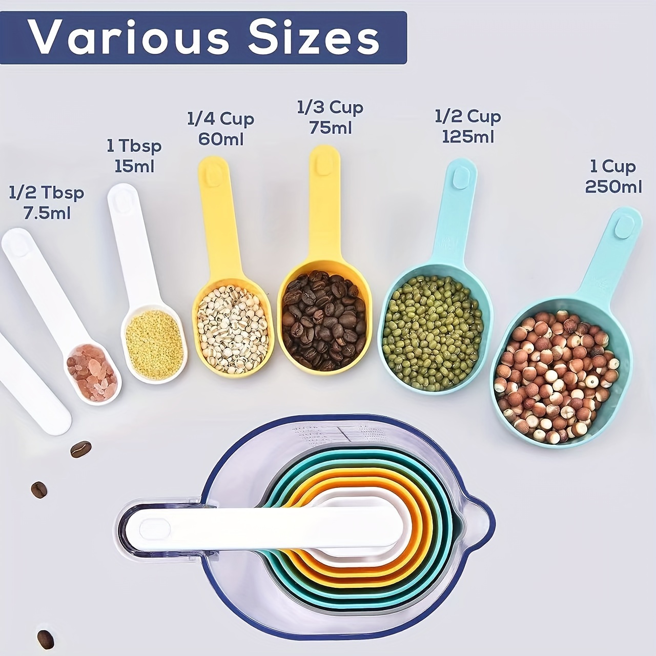 Measuring Cups And Measuring Spoons Set, Plastic Kitchen Cooking Baking  Stackable Measurement Tools, Bpa Free Dishwasher Safe Measuring Cups And Measuring  Spoons For Liquid And Dry Food, Kitchen Gadgets, Cheap Items 