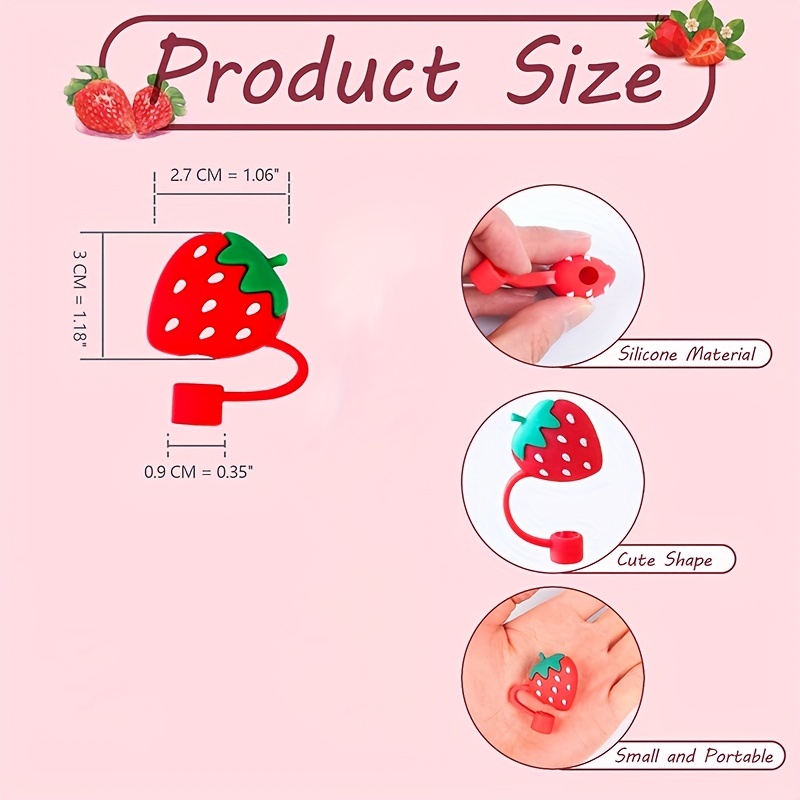 Reusable Silicone Straw Tips Covers - Lovely Flower & Fruit Shapes -  Perfect For Drinking! - Temu