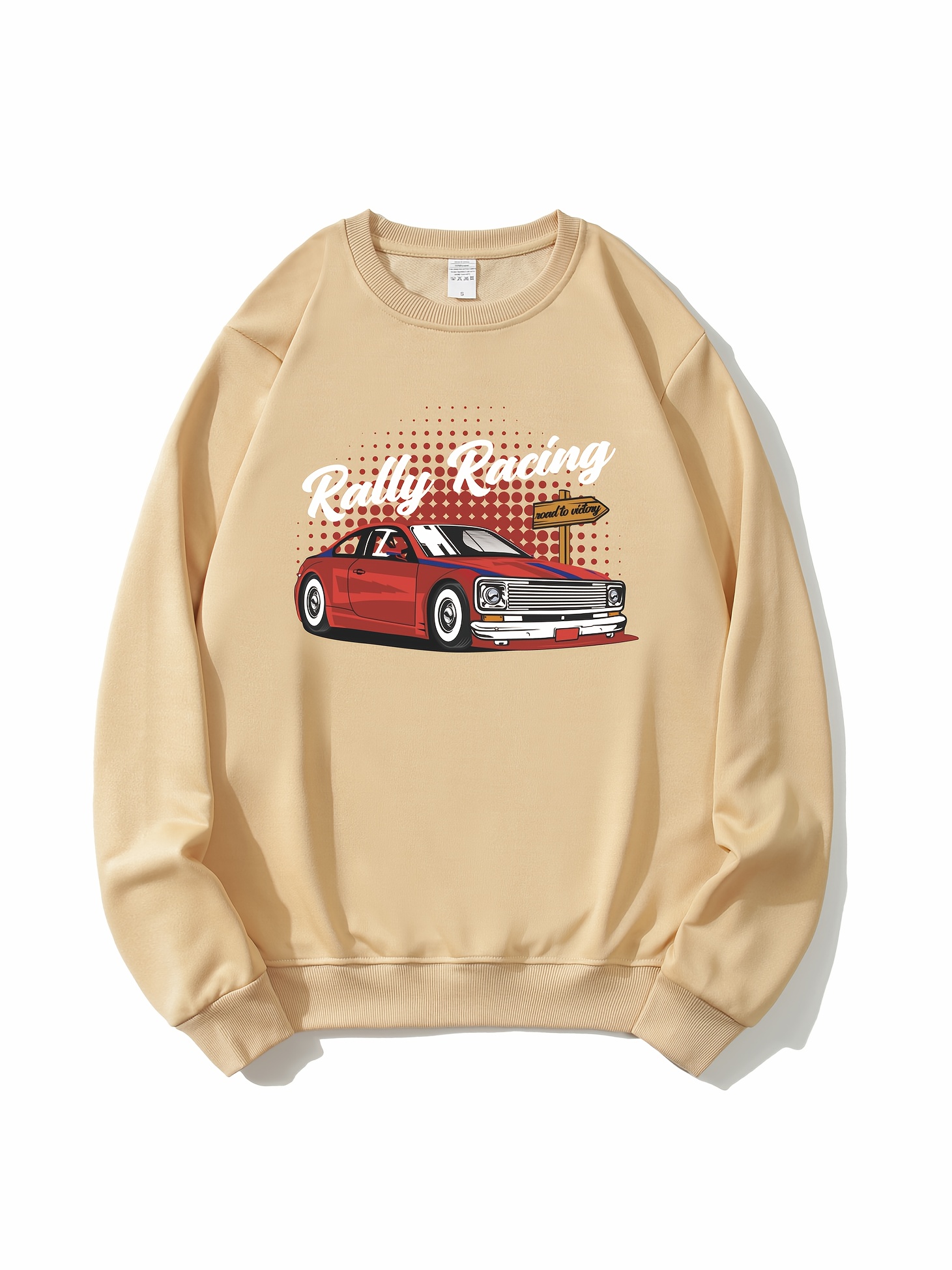 Retro Car Letter Print Trendy Sweatshirt Men s Casual Temu