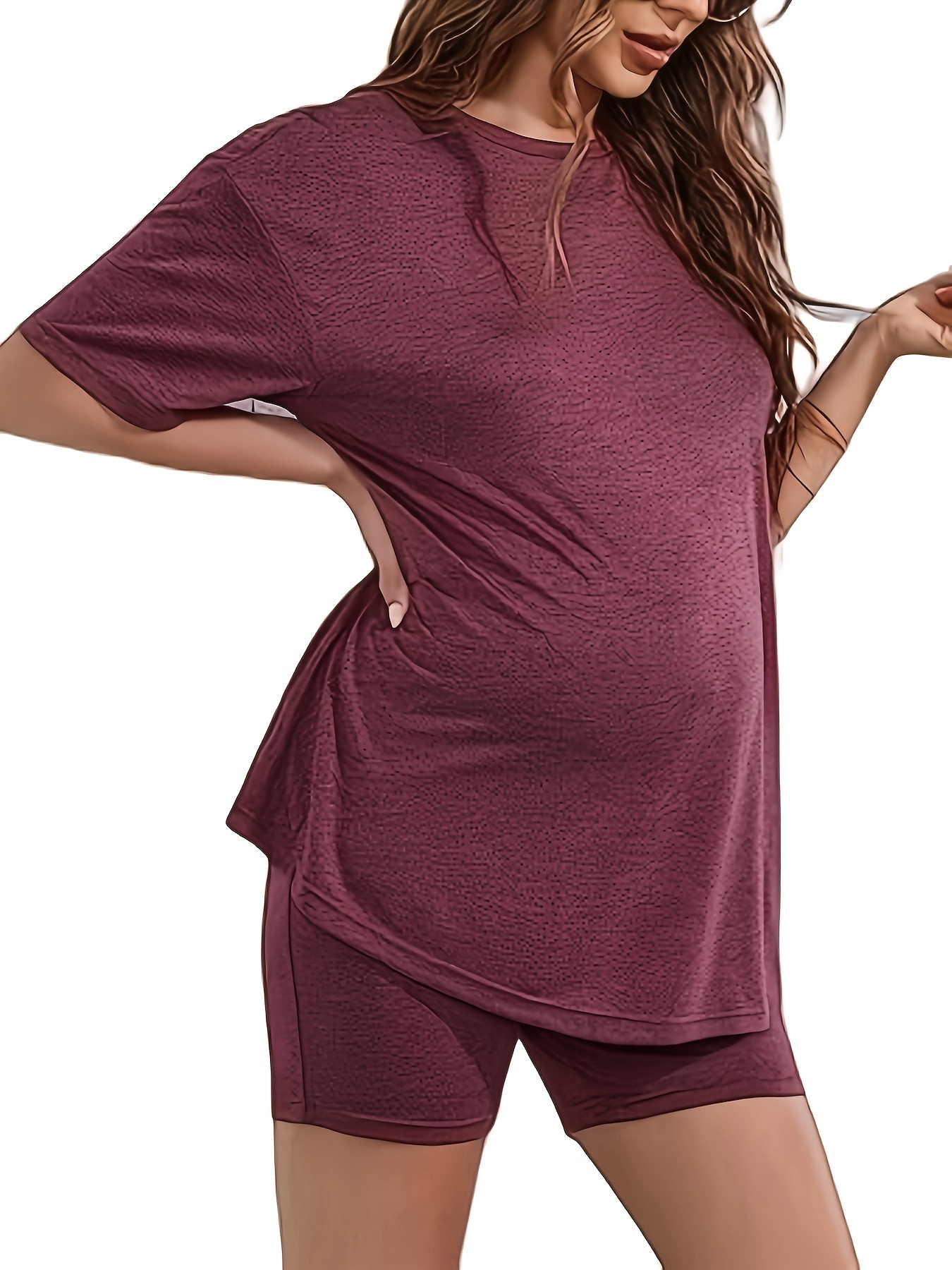 Maternity Pregnant Women's Pajama Sets, Comfy Loose V Neck Long Sleeves  Button Up Top & Slightly Stretch Pants For Pregnancy Care