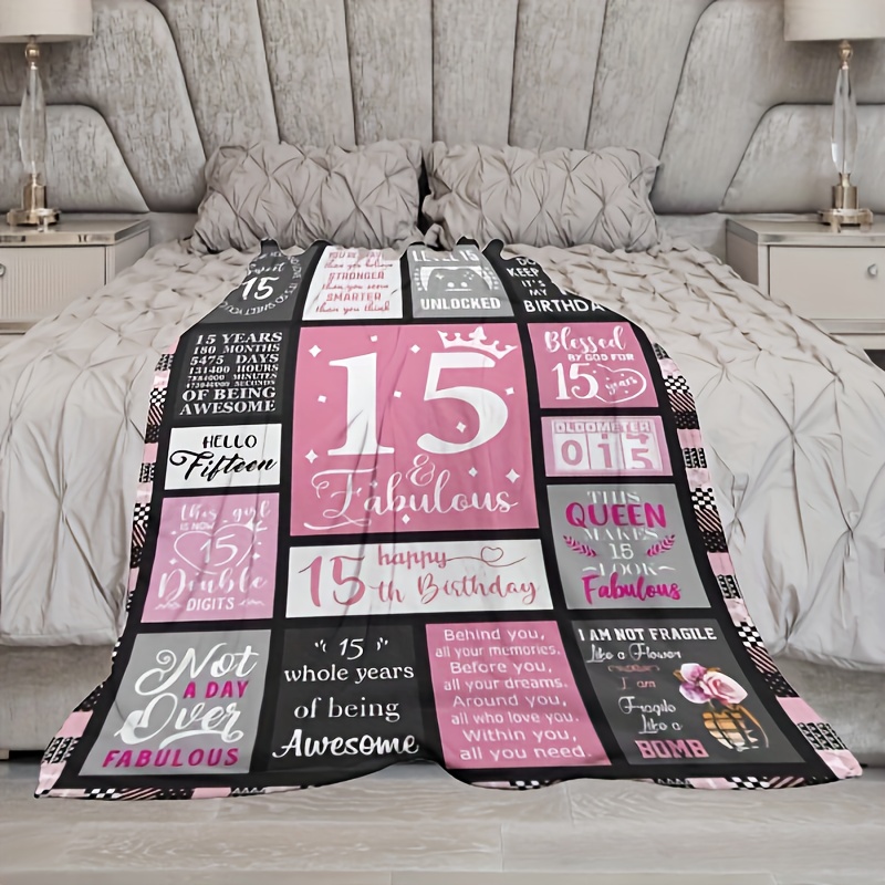 RooRuns 15th Birthday Gifts for Teen Girls Blanket, Birthday Gifts