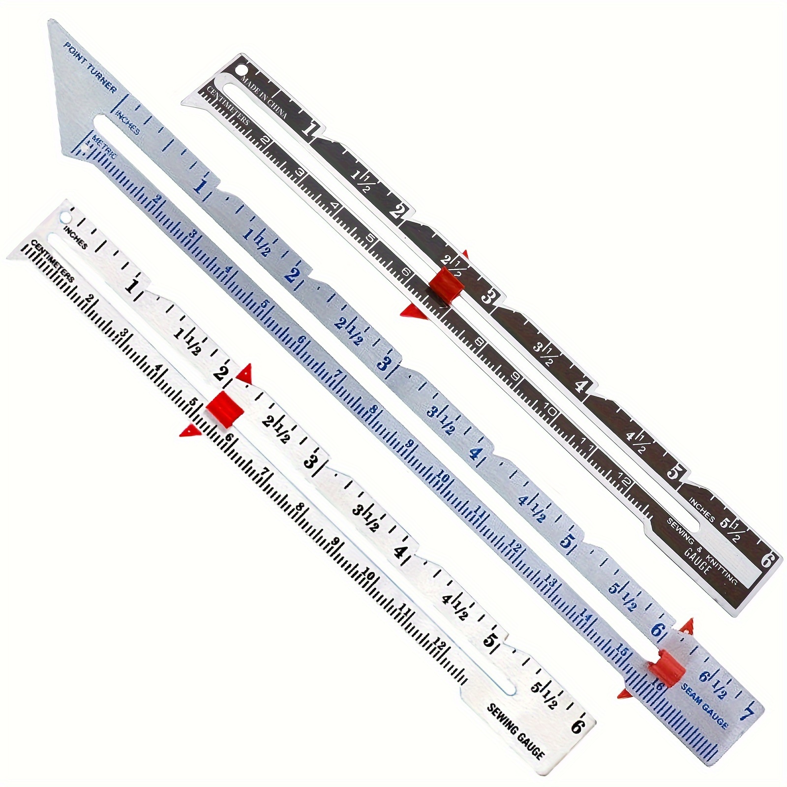 Tegg Sewing Gauge Aluminium Alloy Quilting Sliding Ruler Sewing Measuring  Tool With Sliding Adjustable Marker for Knitting Crafting Sewing Hemming