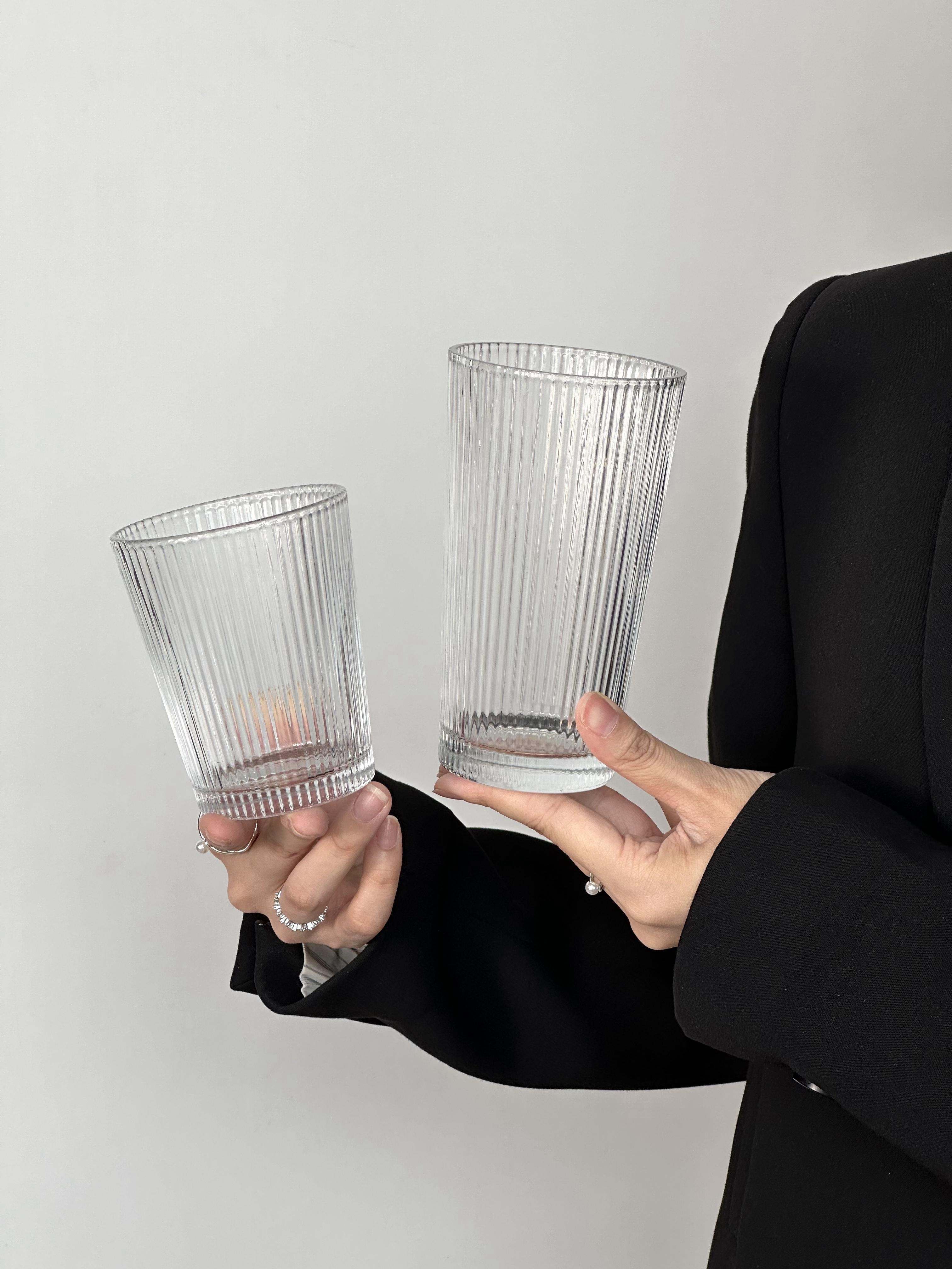 Vertical Striped Glass Cup, Clear Glass Water Cup, Simple Coffee Cups, Drinking  Glasses, Summer Winter Drinkware - Temu