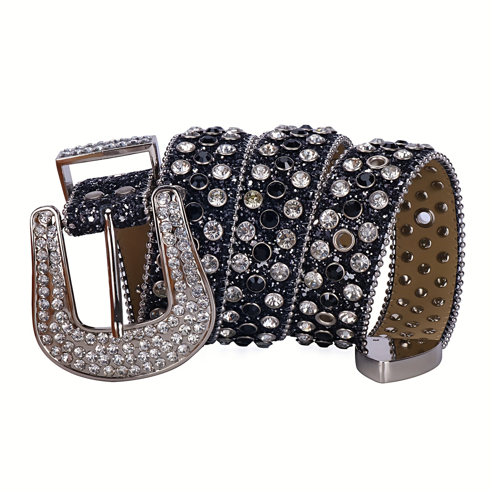 Rhinestone PU Leather Belt for Jeans Dress