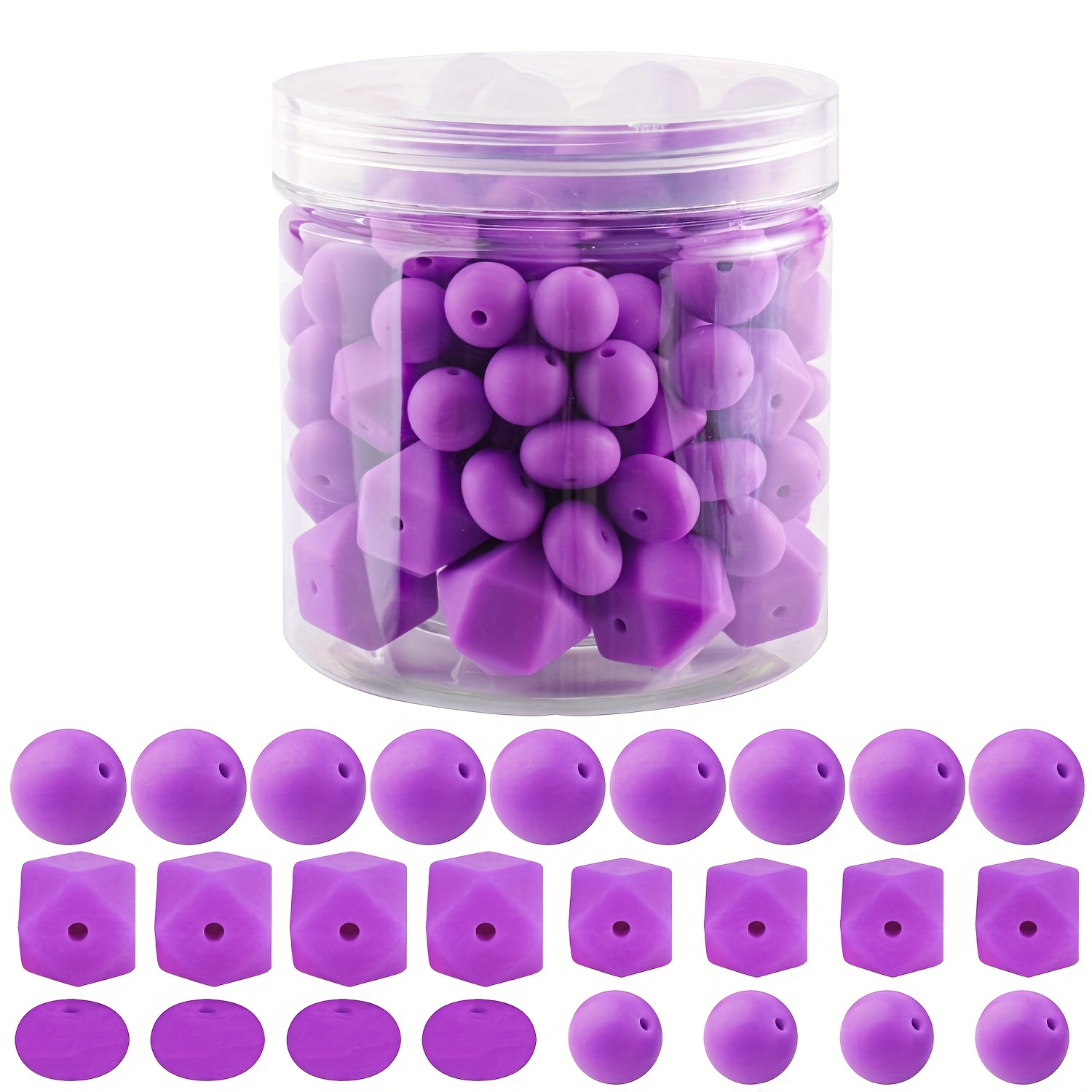 120PCS Round Silicone Beads for Keychain Making Kit, Multiple Styles and  Shapes Silicone Beads Bulk Rubber Beads for Keychains Making