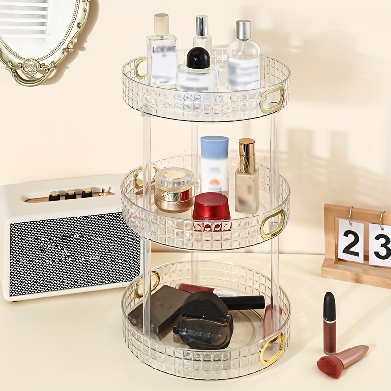 Organizador de maquillaje giratorio 360°, organizador de perfumes de gran  capacidad para tocador, organizador de encimera de baño con soporte para