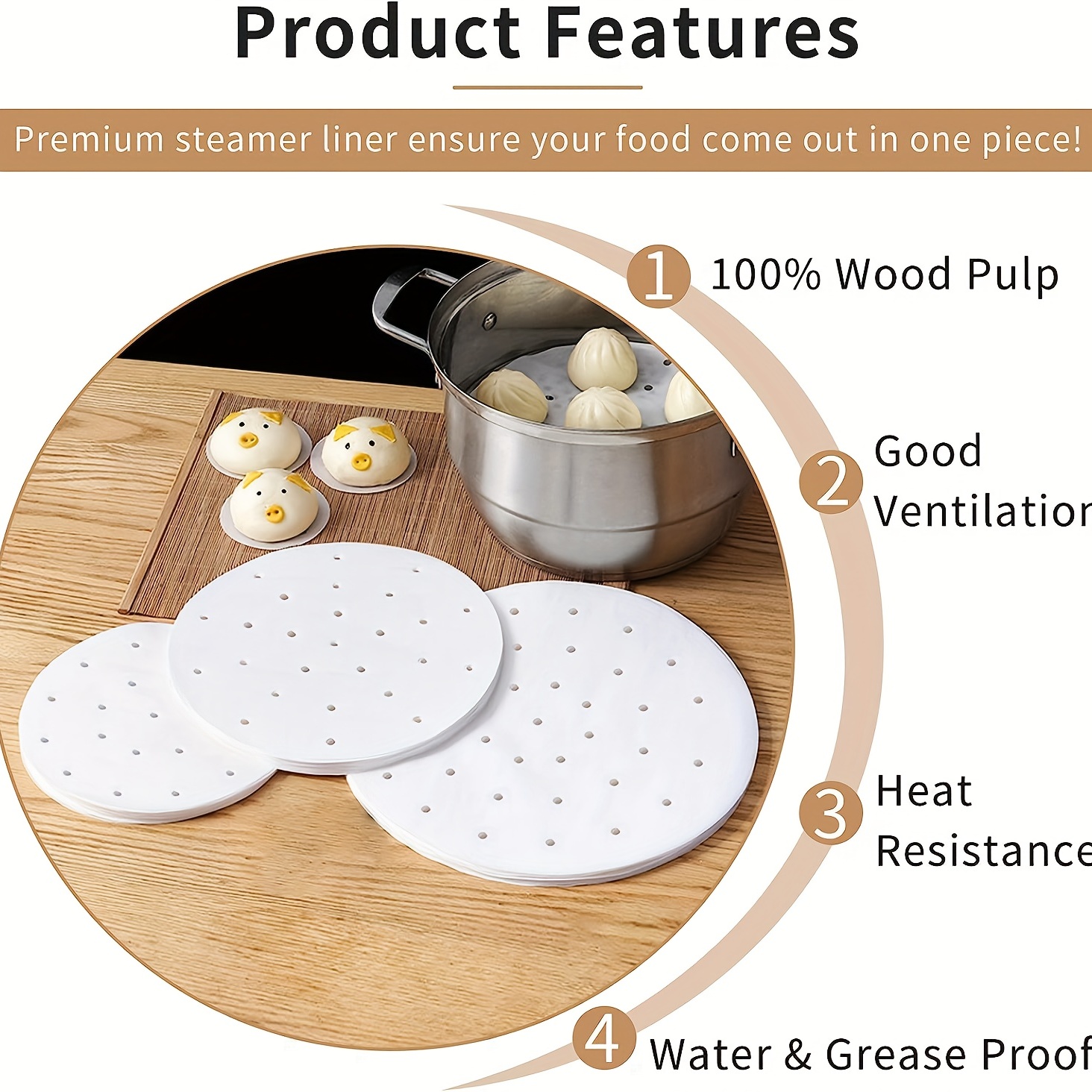 100 Pack Round Air Fryer Liners with Holes for Air Fryer Basket, Dumpling  Paper, 8-Inch Perforated Bamboo Steamer Liner Sheets for Air Frying,  Steaming, and Baking (White) 