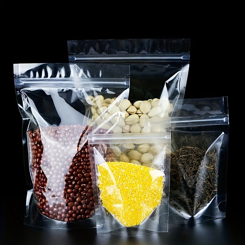 Transparent Bright Self-standing Bags With Zippers, Plastic Bag, Reusable, Food  Storage Bag, For Household Kitchen Food Storage - Temu