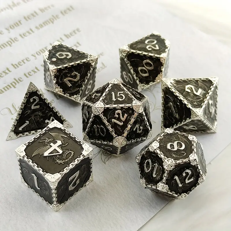 Dadi DND Combo Dadi poliedrici solidi in metallo Dungeons & Dragons Dadi da  gioco di ruolo grandi Dadi D&D Dadi MTG RPG Pathfinder Dadi Gioco da tavol