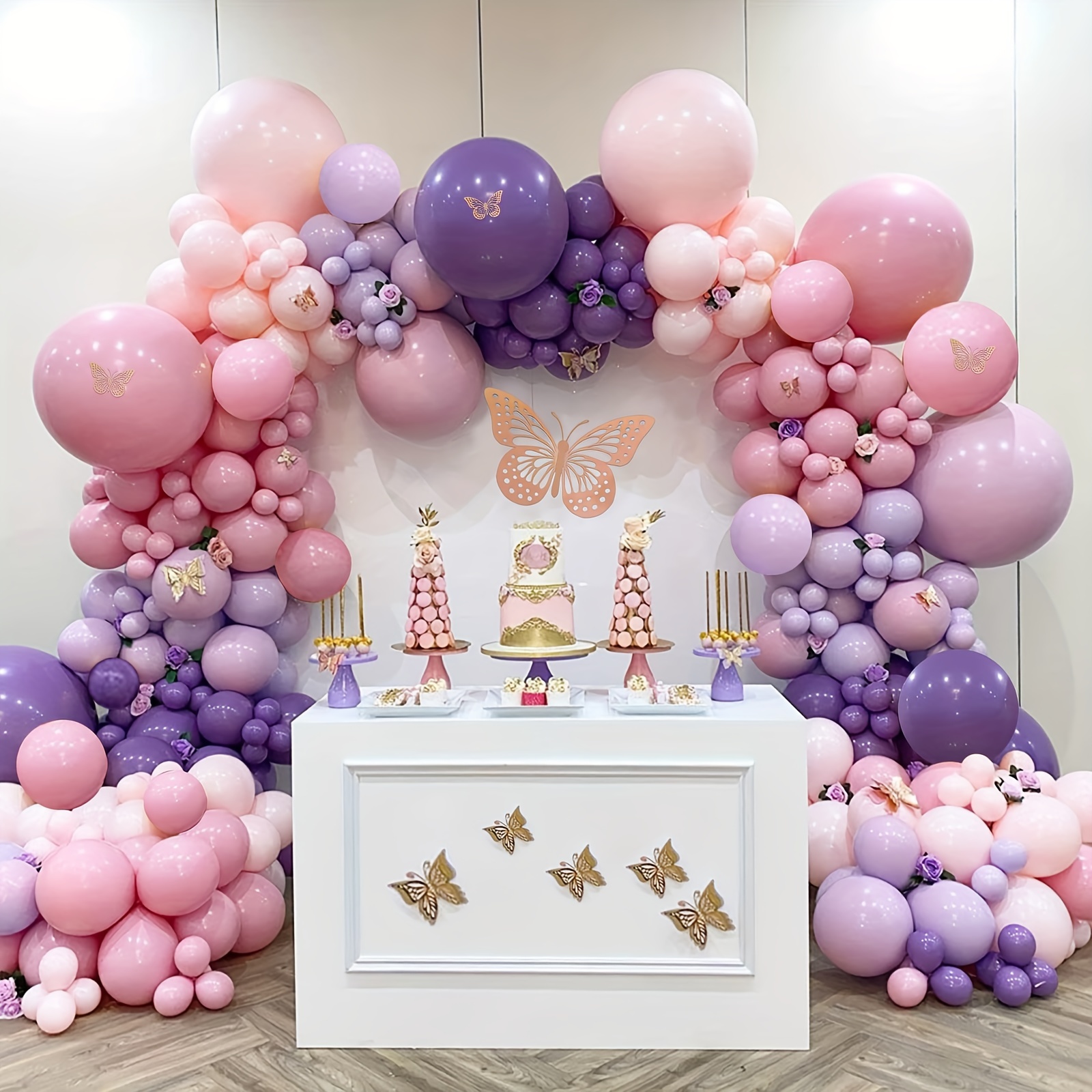 Decoraciones de cajas de baby shower de mariposa morada, 4 cajas de globos  morados con letra de bebé, letras impresas, decoración de centro de mesa de
