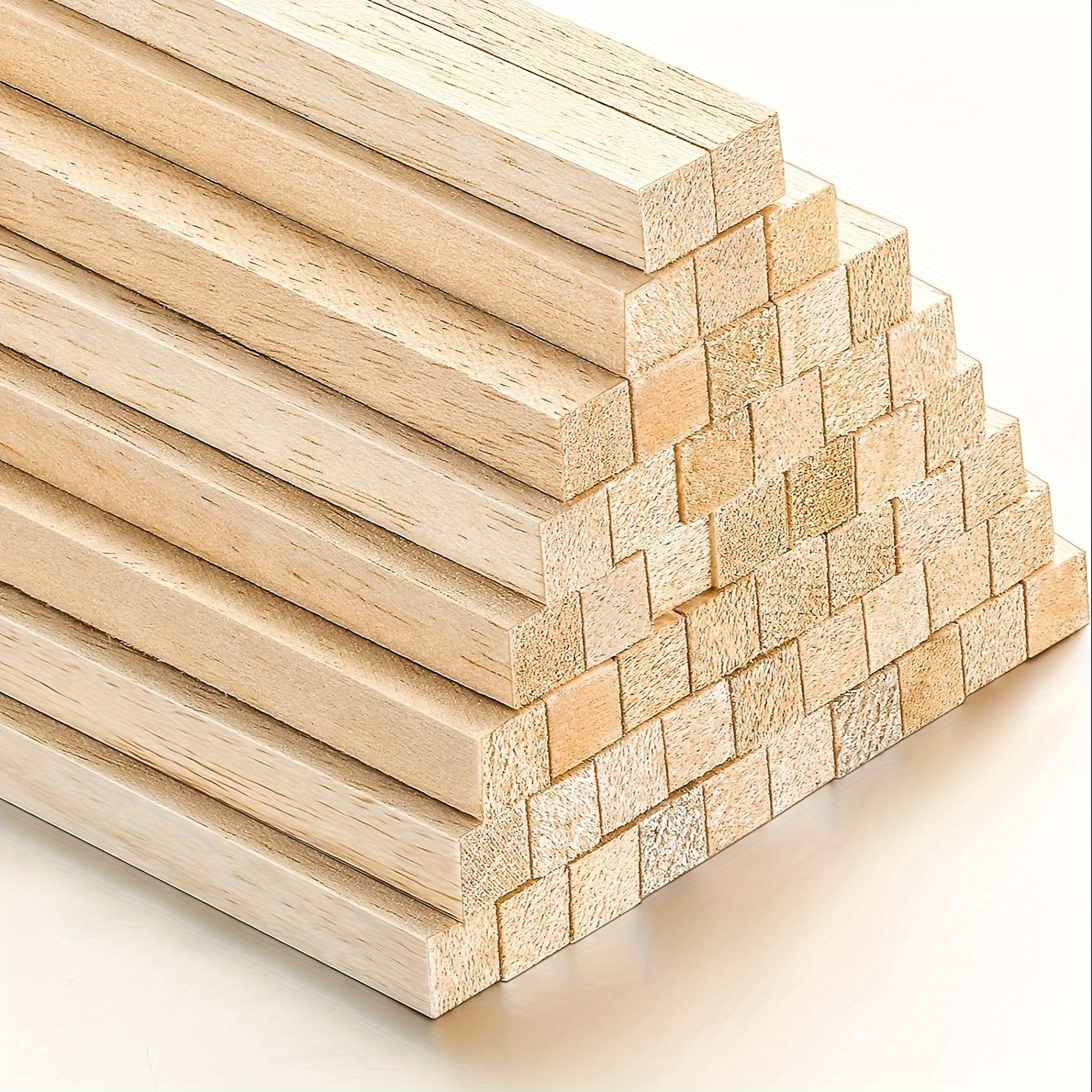 Palitos de madera, 100 unidades, 1/5 x 1/5 x 12 pulgadas, tiras cuadradas  de madera sin terminar, palos cuadrados para manualidades, varillas de