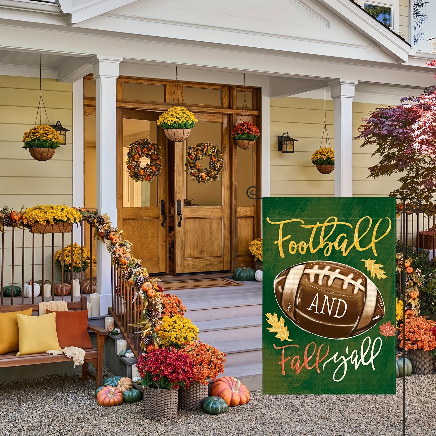 Football And Fall Y'all Garden Flag, Double-sided Linen Flag, Fall Decor,  Thanksgiving Day Decor, Yard Decor, Garden Decor, Outdoor Decor, Holiday  Decor (no Metal Brace) - Temu