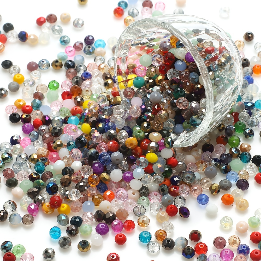 200Pcs 4mm Glass Beads Round Crystal Beads Colorful Spacer Bead