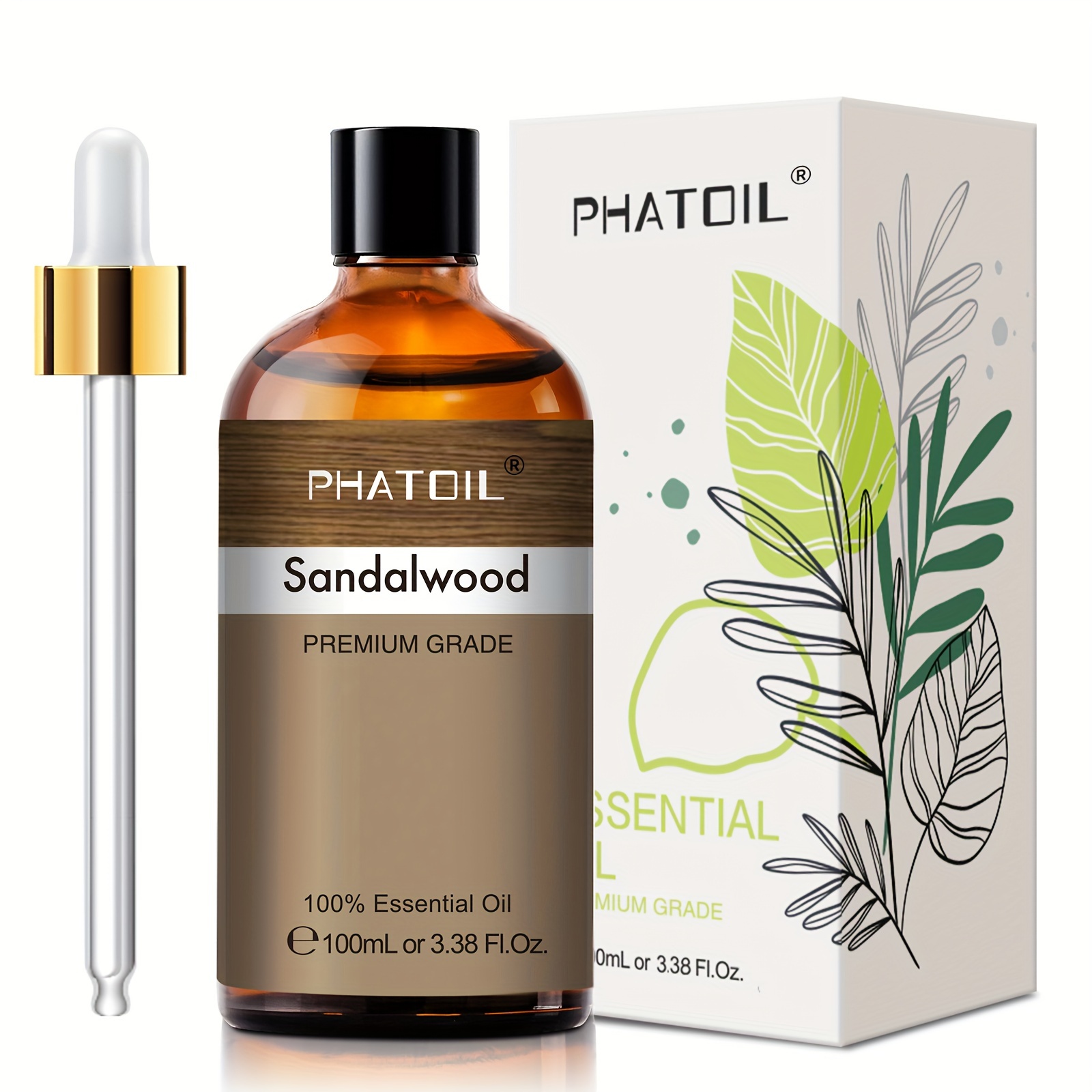 EUQEE Sandalwood Essential Oil(4 oz/118 ml) Therapeutic Grade Essential Oil-with Glass Dropper,Perfect for Diffusers
