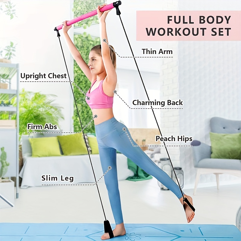  SquadFit Pilates Bar Kit with Resistance Bands for