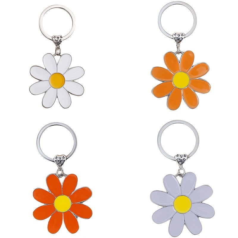 Flower Keychain Daisy Enameled Charms, Aesthetic Keychain Car Key Ring  Pendant - Temu