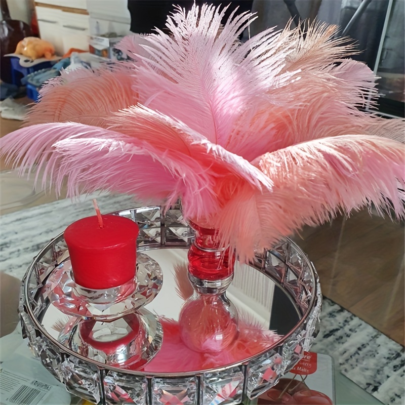 Plumas de avestruz rojas para centros de mesa, accesorios de boda