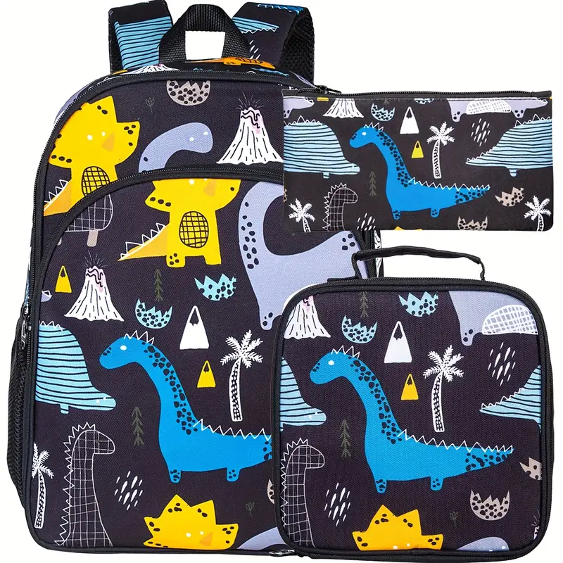 School Bag Set Dinosaurs Backpack Lunch Bag Pencil Case Set - Temu