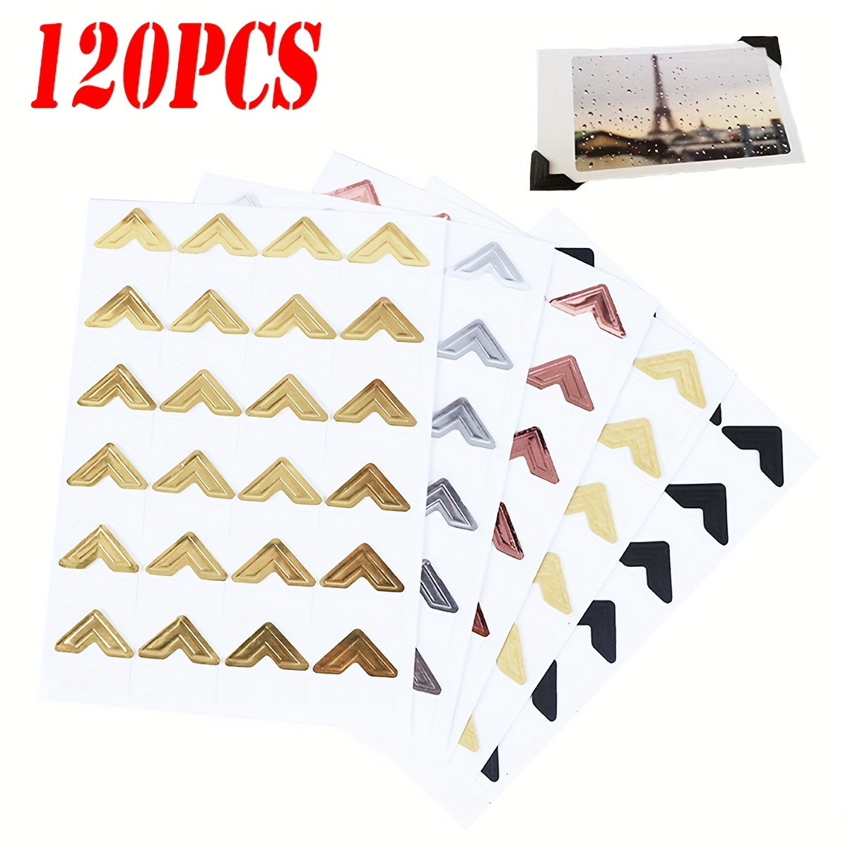 240pcs Self-Adhesive Photo Corners, Peel-Off Paper Photo Corner Stickers  Pictures Mounting Corners For Photo Album Scrapbooking Frame Decoration,  Blac