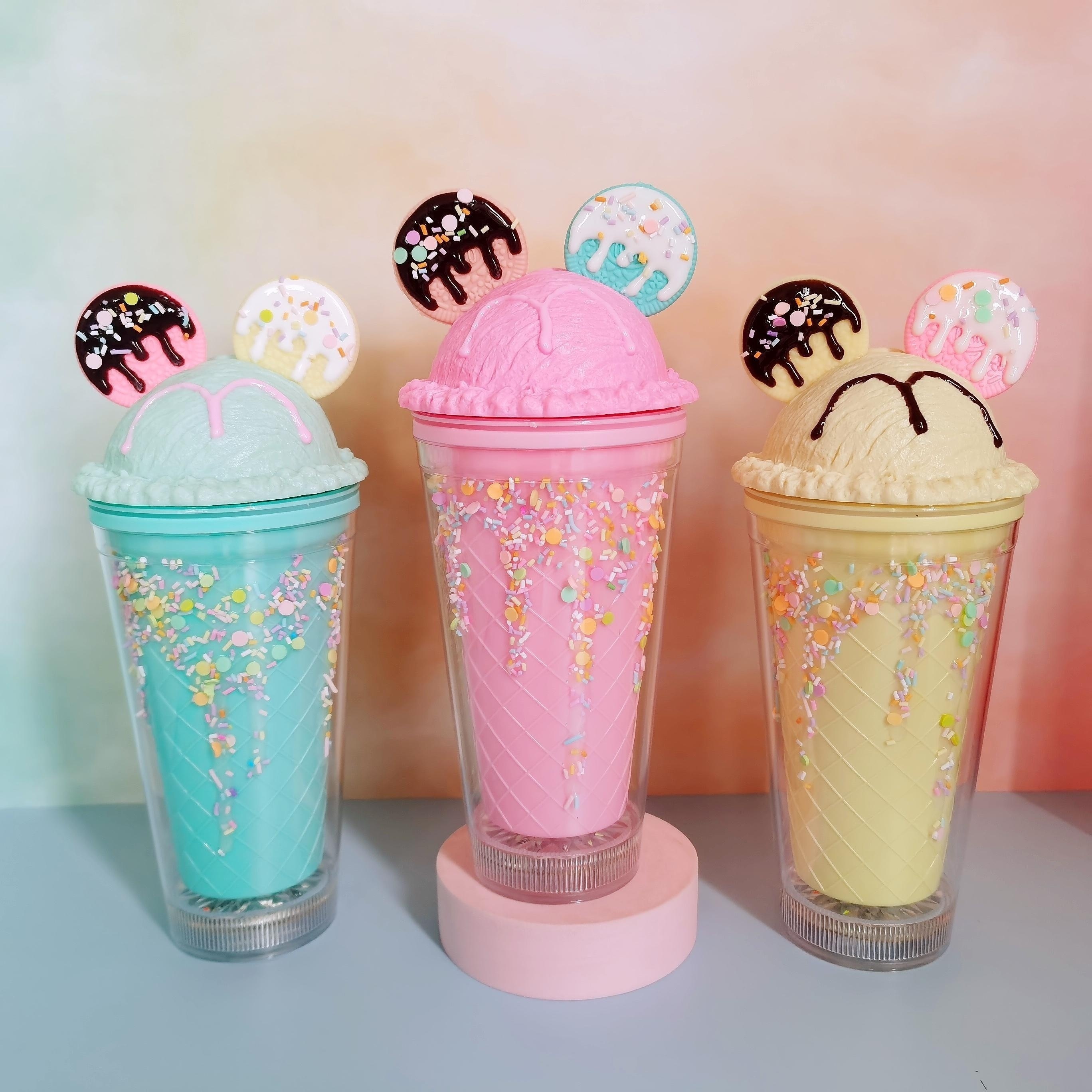 Ice Cream Cookie Tumbler With Lid And Straw Double Walled - Temu