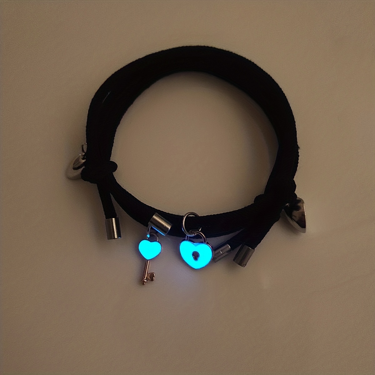 Luminous Lock and Key Couple Bracelet, Magnetic Suction