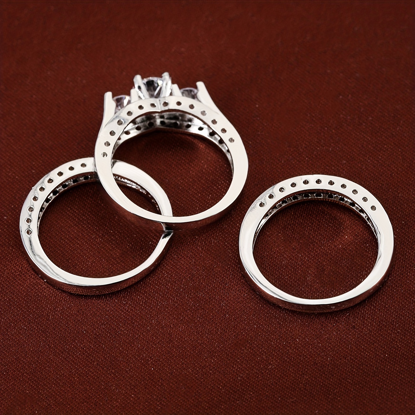 Hip Hop Personality Ring Set with Zirconia Three Piece