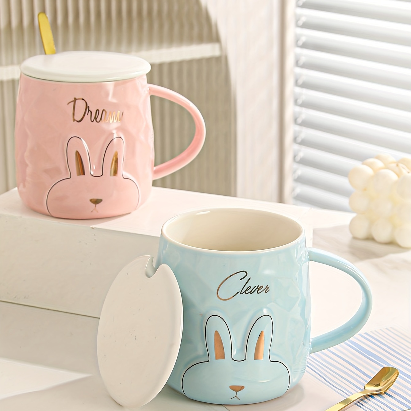 Animal Coffee Mug Cute Ceramic Cup With Lid Handle Spoon - Temu