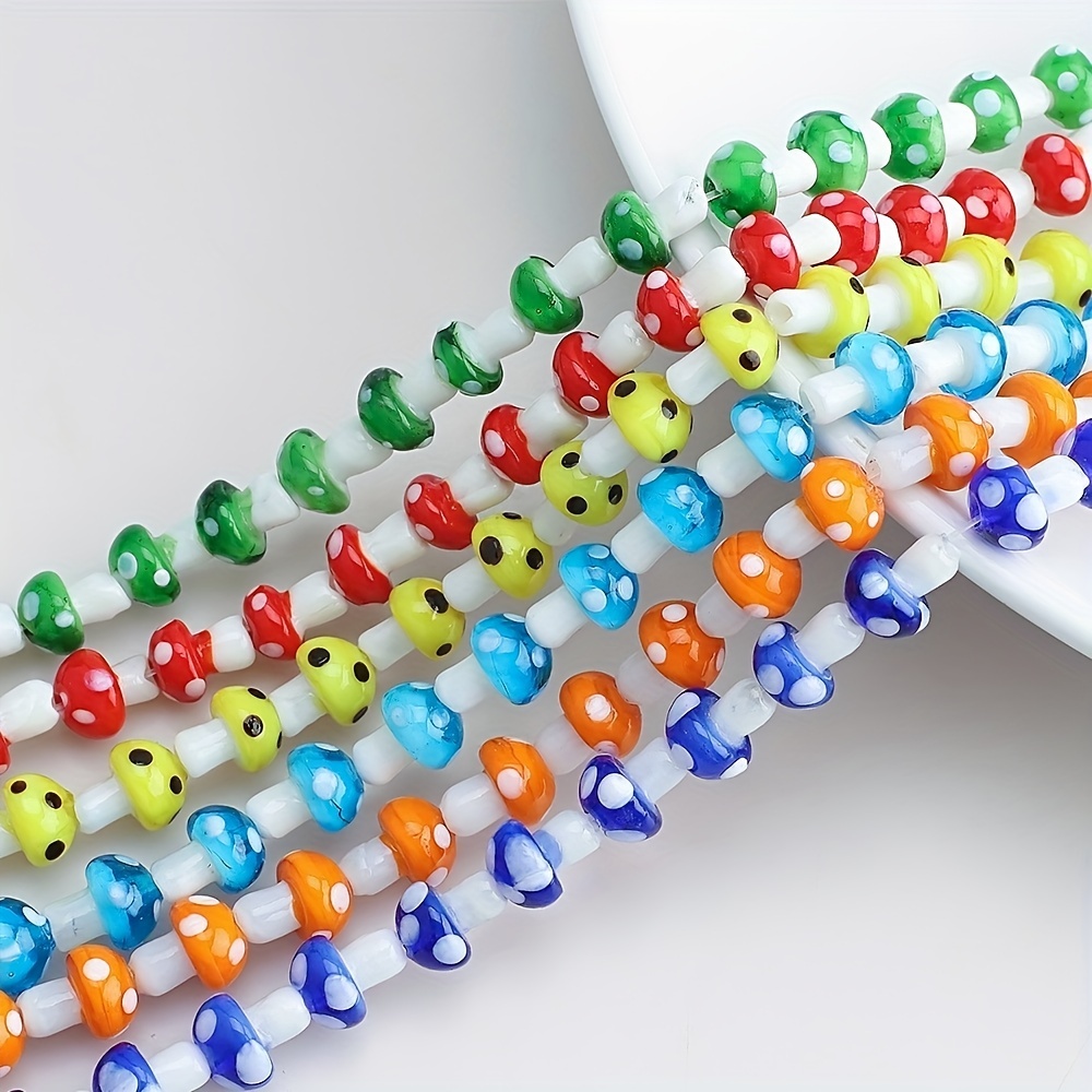 20pcs/pack Japanese Ancient Art Style Glass Mushroom Beads With Multiple  Sizes, Diy Earring, Pendant And Barrel Beads. Random Mixed Color. Cute And  Delightful Design With Centered Hole.