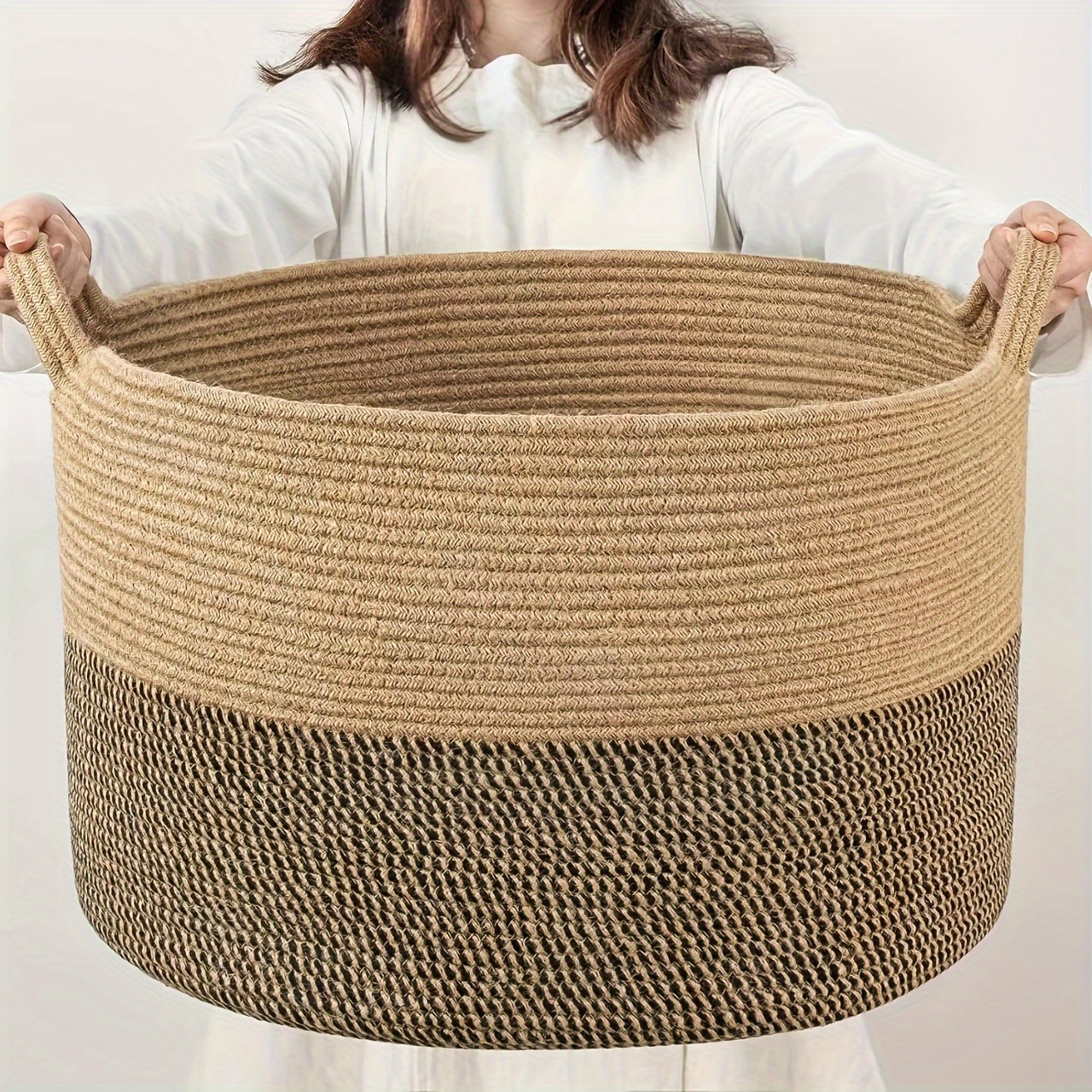 Large Rope Woven Basket Blanket Storage Basket Laundry - Temu Canada