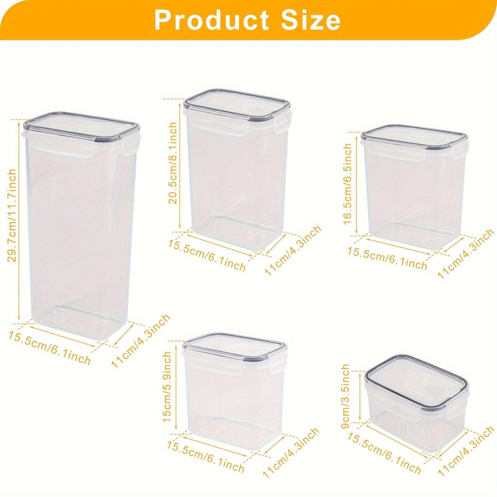 Airtight Food Storage Containers With Lids, Clear Food Storage Boxes, Stackable  Pantry Storage Container, Moisture Proof Pantry Food Canisters, Food Storage  Organizer For Spices Cereals Snacks - Temu