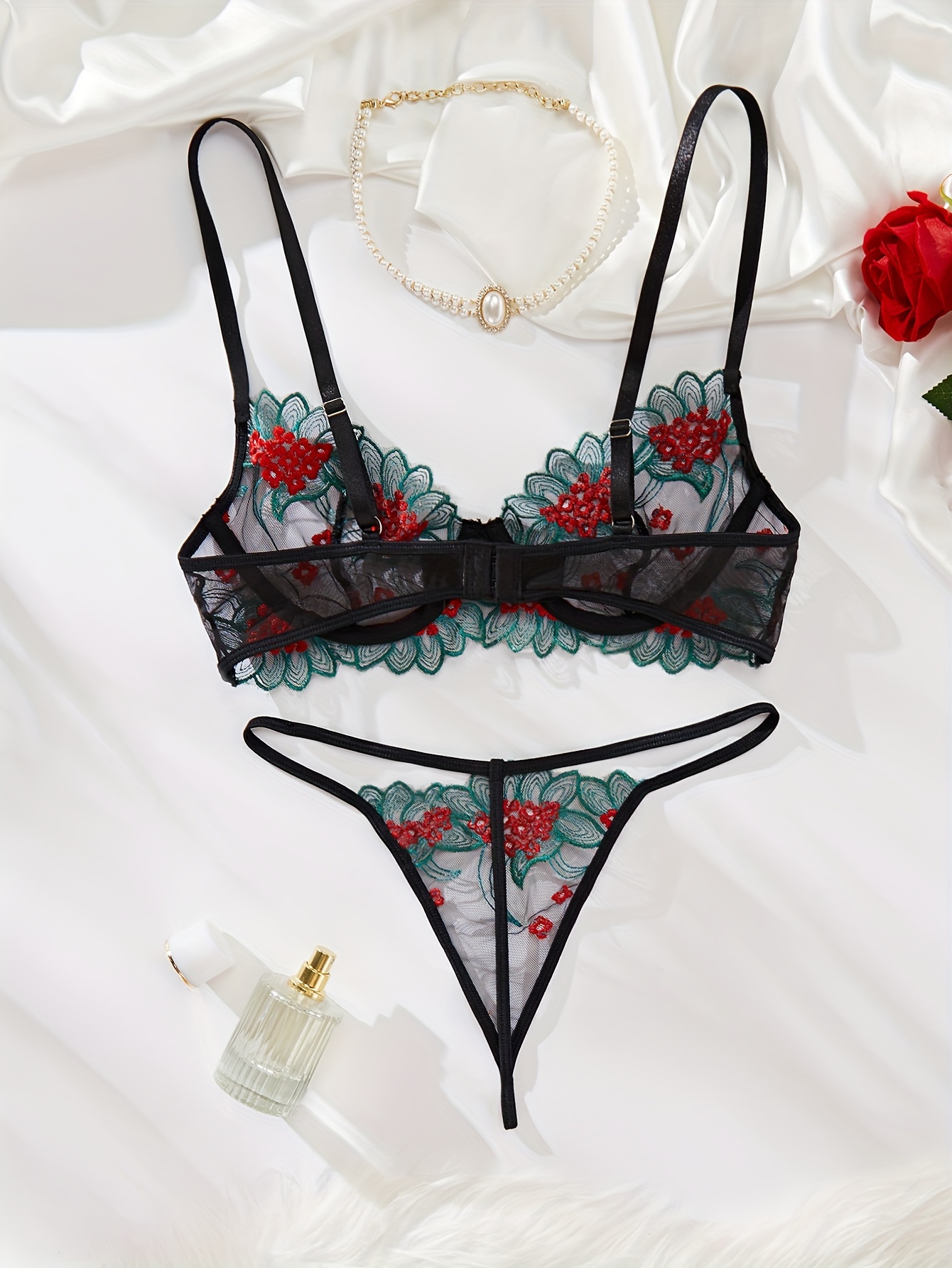 Buy DirieSee Through Bra for Women Sheer Unlined Lingerie, Floral Lace Bras  Mesh Non Padded Underwire Panties Set Online at desertcartINDIA