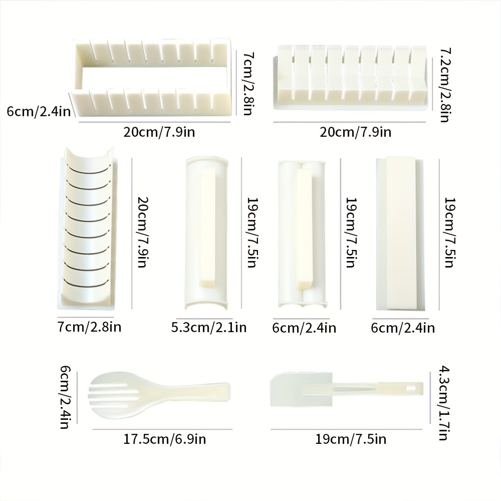Sushi Making Kit 10 Pieces Plastic DIY Sushi Maker with Multiple